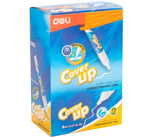 Корректирующая ручка DELI, 8 мл, металлический наконечник