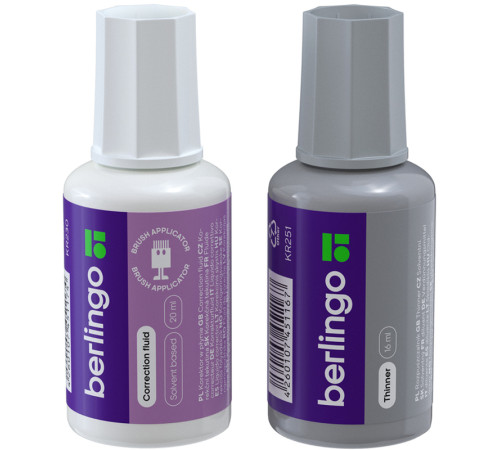 Корректирующая жидкость + разбавитель BERLINGO (набор), 2х20 мл