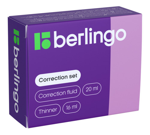 Корректирующая жидкость + разбавитель BERLINGO (набор), 2х20 мл