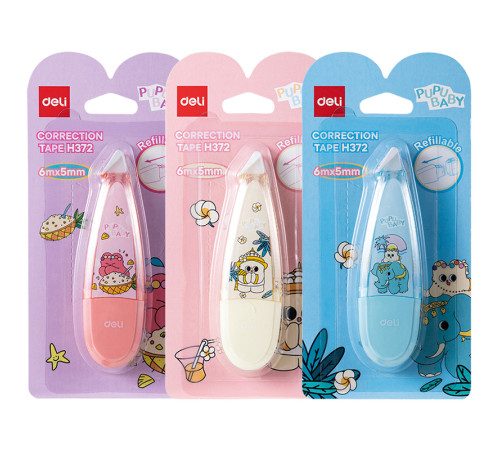 Корректирующий роллер, DELI "PupuBaby", 5 мм х 6 м, ассорти