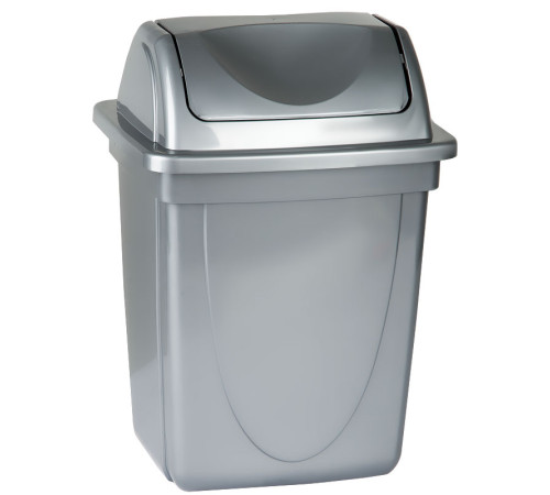 Корзина с вращающейся крышкой СТАММ 12 л., серый металлик