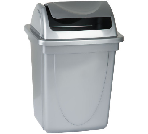 Корзина с вращающейся крышкой СТАММ 12 л., серый металлик