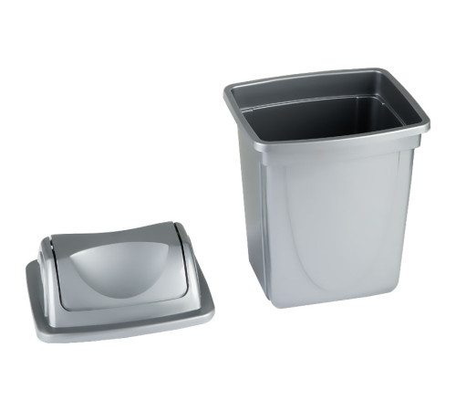 Корзина с вращающейся крышкой СТАММ 12 л., серый металлик