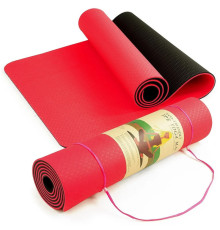 Коврик для йоги и фитнеса TPE ECO, 188 х 61 х 0,6см, красный