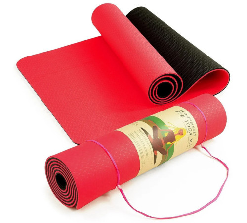 Коврик для йоги и фитнеса TPE ECO, 188 х 61 х 0,6см, красный