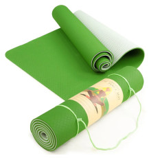 Коврик для йоги и фитнеса TPE ECO, 188 х 61 х 0,6см, зеленый