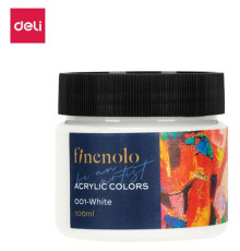 Краска акриловая DELI художественная, глянцевая, 100 мл., белая, банка