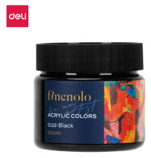 Краска акриловая DELI художественная, глянцевая, 100 мл., черная, банка