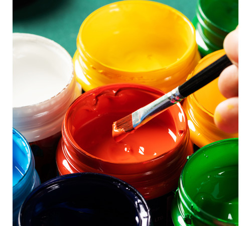 Краска акриловая DELI художественная, глянцевая, 100 мл., голубая, банка