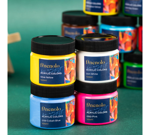 Краска акриловая DELI художественная, глянцевая, 100 мл., голубая, банка