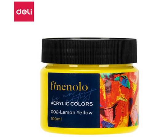 Краска акриловая DELI художественная, глянцевая, 100 мл., лимонная, банка