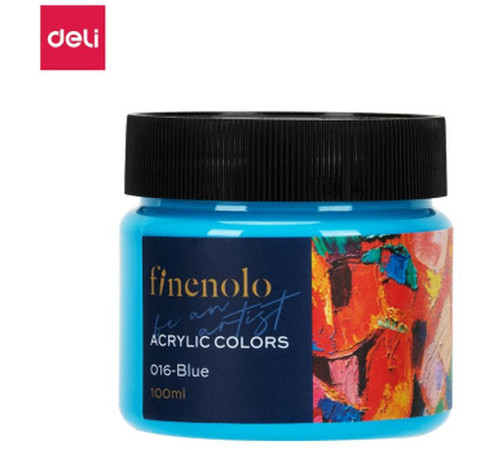 Краска акриловая DELI художественная, глянцевая, 100 мл., синяя, банка