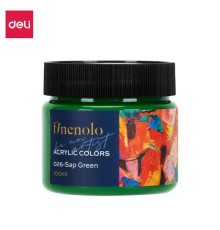 Краска акриловая DELI художественная, глянцевая, 100 мл., сок зеленый, банка