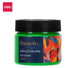 Краска акриловая DELI художественная, глянцевая, 100 мл., зеленая, банка