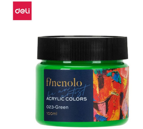 Краска акриловая DELI художественная, глянцевая, 100 мл., зеленая, банка