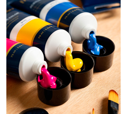 Краска акриловая DELI художественная, глянцевая, 75 мл., белая, туба