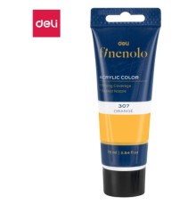 Краска акриловая DELI художественная, глянцевая, 75 мл., оранжевая, туба