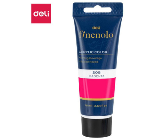 Краска акриловая DELI художественная, глянцевая, 75 мл., розовая, туба
