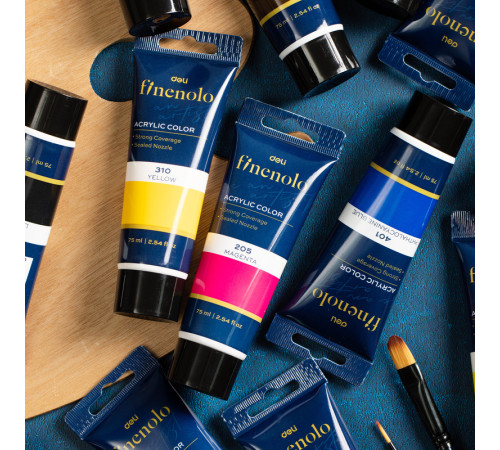 Краска акриловая DELI художественная, глянцевая, 75 мл., жженая умбра, туба