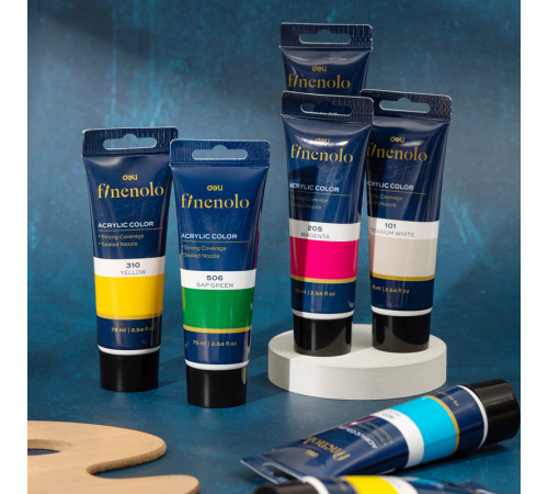 Краска акриловая DELI художественная, глянцевая, 75 мл., жженая умбра, туба