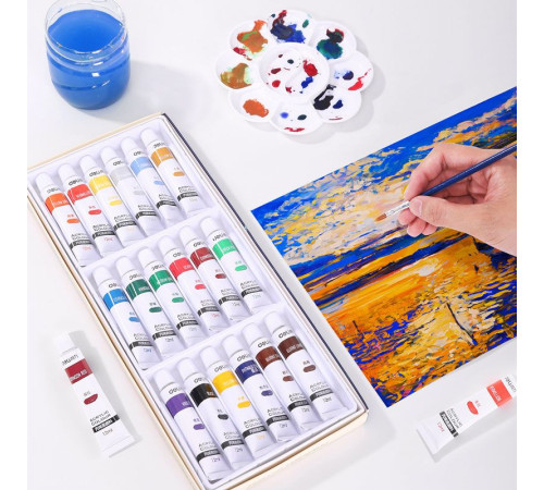 Краски акриловые DELI художественные, глянцевые, 18 цветов по 12 мл., картон