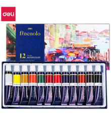 Краски акварельные DELI "Finenolo", художественные, 12 цвета в тубах по 12 мл.