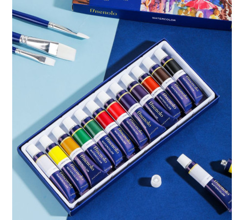 Краски акварельные DELI "Finenolo", художественные, 12 цвета в тубах по 12 мл.
