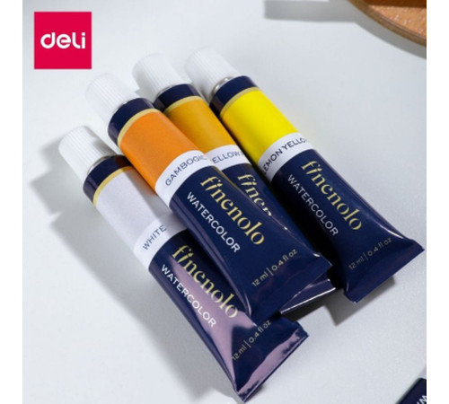 Краски акварельные DELI "Finenolo", художественные, 24 цвета в тубах по 12 мл.