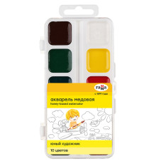 Краски акварельные медовые Гамма "Юный художник", без кисти, 10 цветов