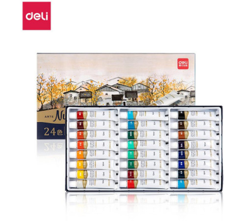 Краски пигментные DELI "Nuevo" для живописи, 24 цвета по 12 мл., картон