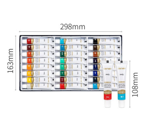 Краски пигментные DELI "Nuevo" для живописи, 24 цвета по 12 мл., картон