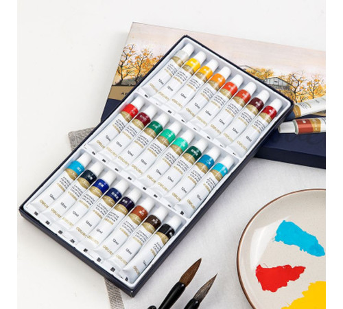 Краски пигментные DELI "Nuevo" для живописи, 24 цвета по 12 мл., картон