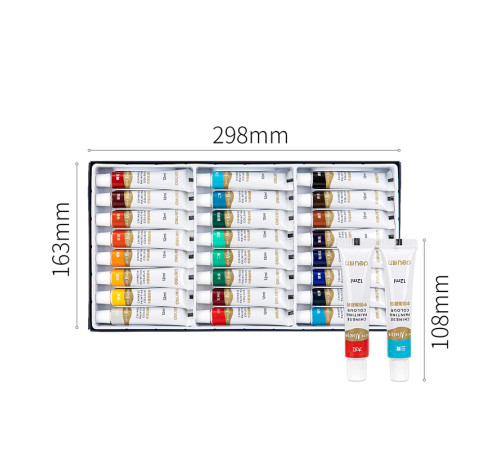 Краски пигментные DELI "Nuevo" для живописи, 24 цвета по 12 мл., картон