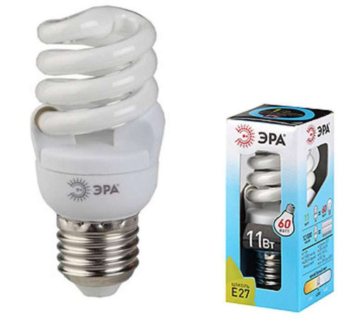 Лампа энергосберегающая ЭРА, 11 Вт (60 Вт) дневной свет
