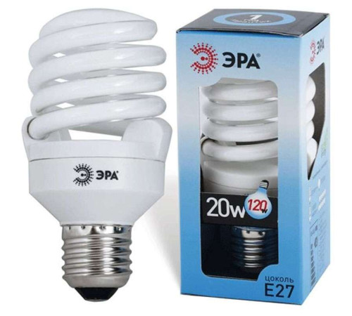 Лампа энергосберегающая ЭРА, 20 Вт (100 Вт) дневной свет