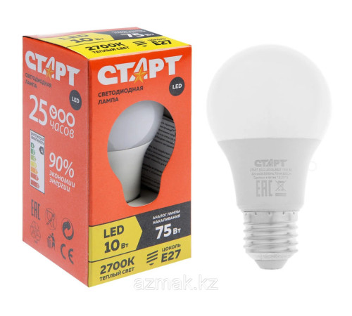 Лампа светодиодная СТАРТ ECO LED GLS E27, 10W, 27-100, теплый свет