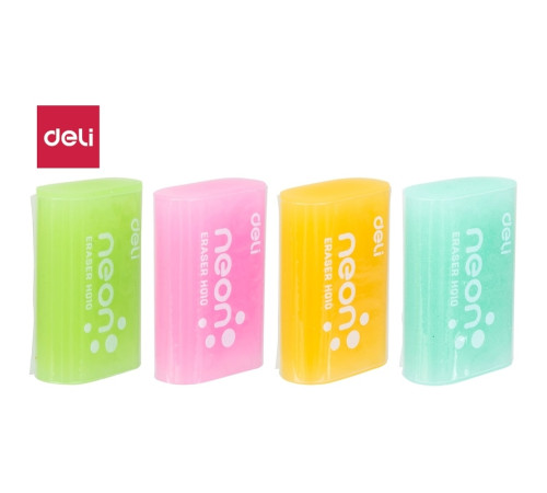 Ластик DELI (39х27х12 мм) неон ассорти