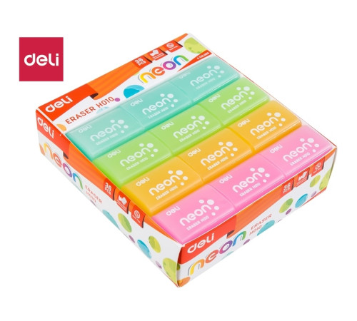 Ластик DELI (39х27х12 мм) неон ассорти