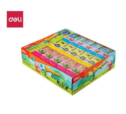 Ластик DELI "Bumpees", ассорти (40х22х12 мм)