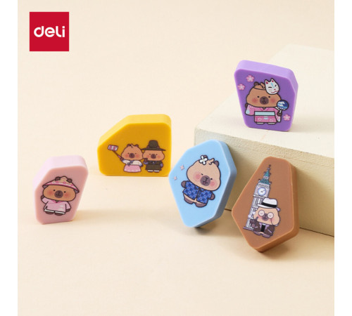 Ластик DELI "Capypets", ассорти (42х17х10 мм), 5 шт в упаковке