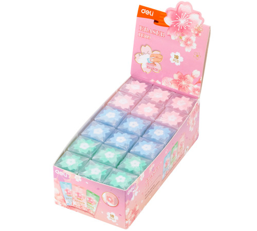 Ластик DELI "Cherry Blossom", ассорти (20х20х38 мм)