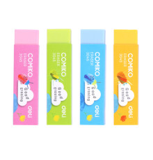 Ластик DELI "Comiko", прямоугольный, ассорти, 60х15х15 мм