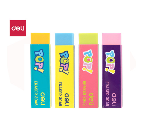Ластик DELI "Comiko", прямоугольный, ассорти, 60х15х15 мм
