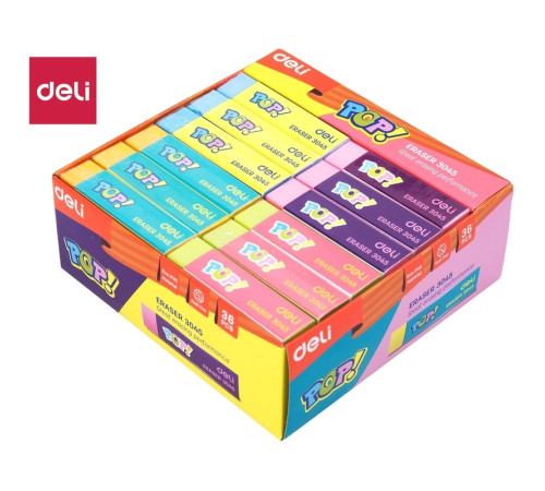 Ластик DELI "Comiko", прямоугольный, ассорти, 60х15х15 мм