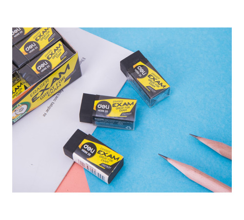 Ластик DELI "Exam", черный (33х15х12 мм)