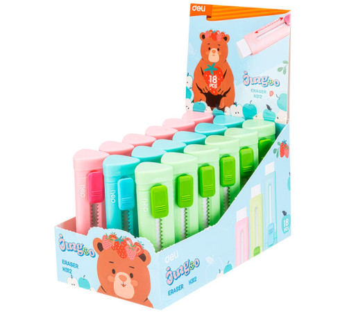 Ластик DELI "Jungoo", прямоугольный 55х18х16 мм в пластиковом выдвижном корпусе