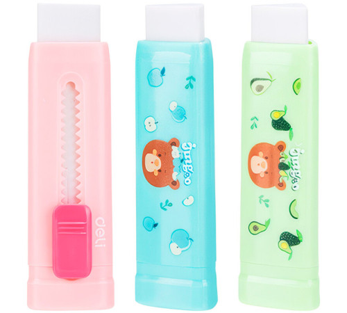 Ластик DELI "Jungoo", прямоугольный 55х18х16 мм в пластиковом выдвижном корпусе