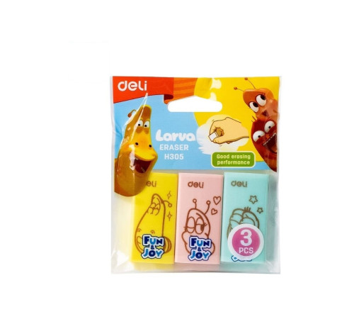 Ластик DELI "Larva", ассорти (40х20х10 мм)