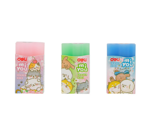Ластик DELI "MiYou", ассорти (40х22х12 мм)