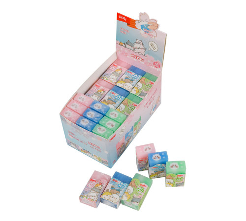 Ластик DELI "MiYou", ассорти (40х22х12 мм)